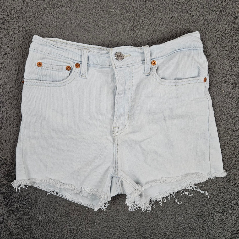 Levis Womens High Rise Light Wash Cutoff Denim‎ Shorts Size 27 Blue